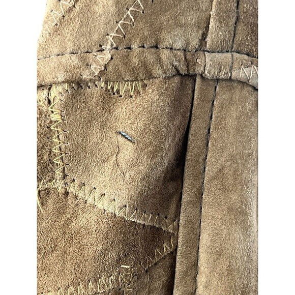 The African Star Long Suede Leather Coat Belted Embroidered Elephants XL Vintage - Picture 11 of 16